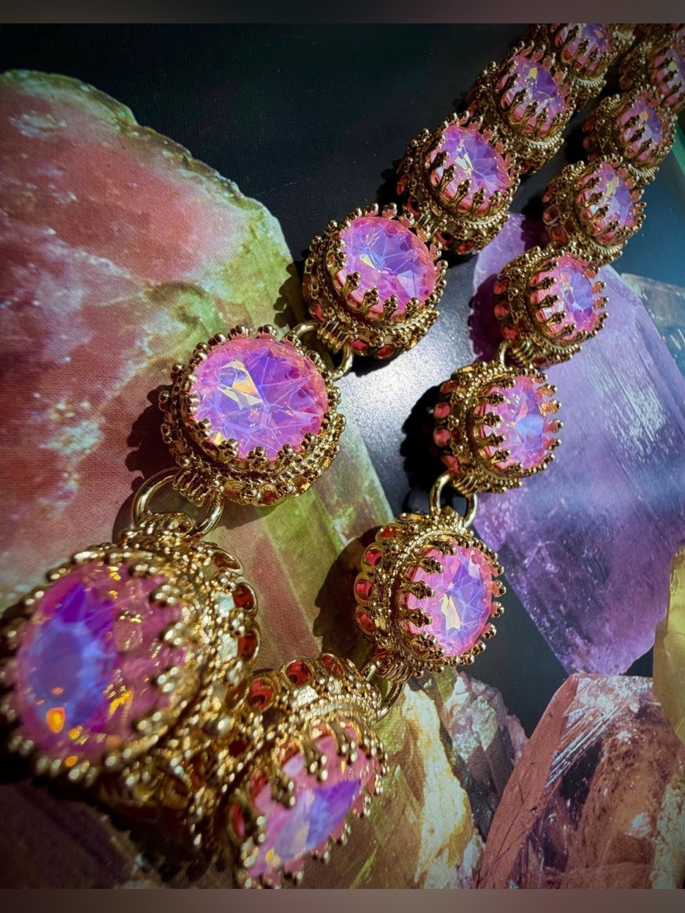 Feed Me Gems pink opal queen necklace